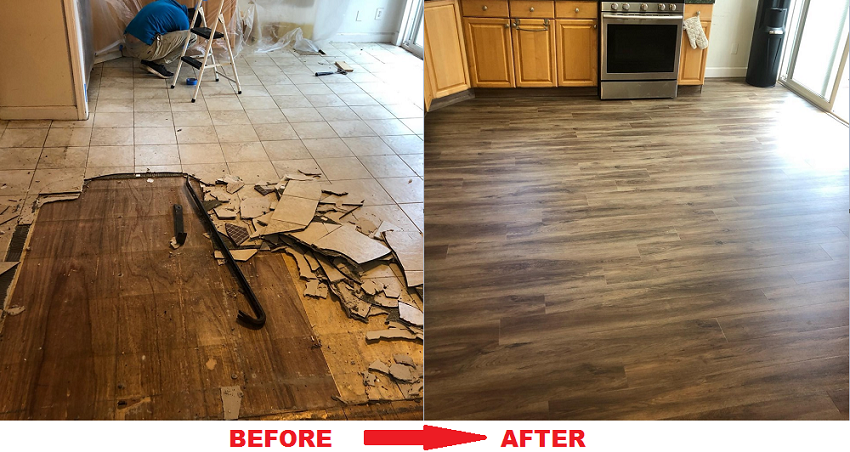 Old Tiles And Applied The New Wooden Floor, Removing Tile Flooring