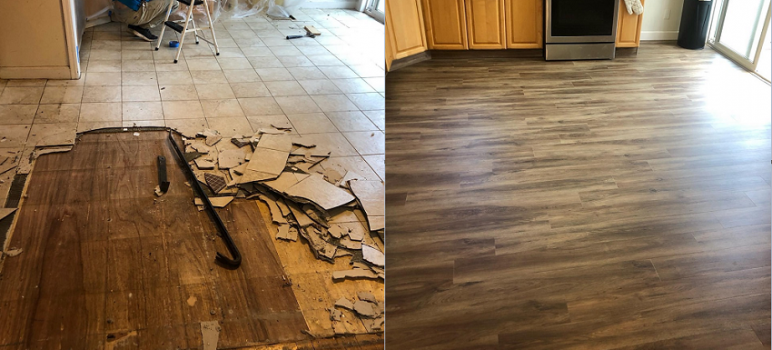 We Removed The Old Tiles And Applied The New Wooden Floor